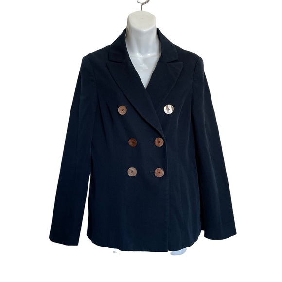 Derek Lam 10 Crosby Double Breasted Stretch Cotton Twill Jacket in Navy 6 - Picture 12 of 12